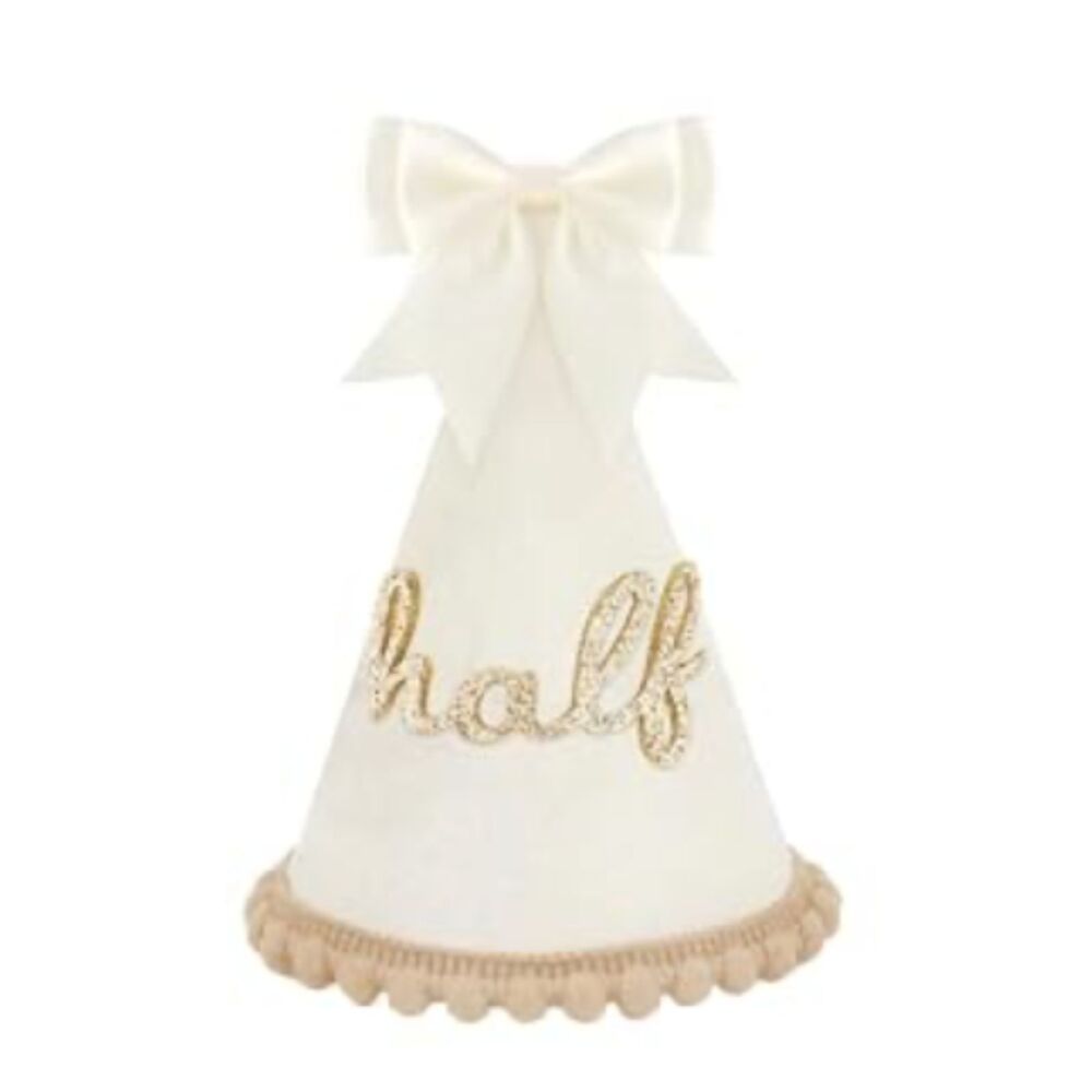 Half Birthday Hat with Bow Design for Girls' 1/2 Year Old Birthday Party